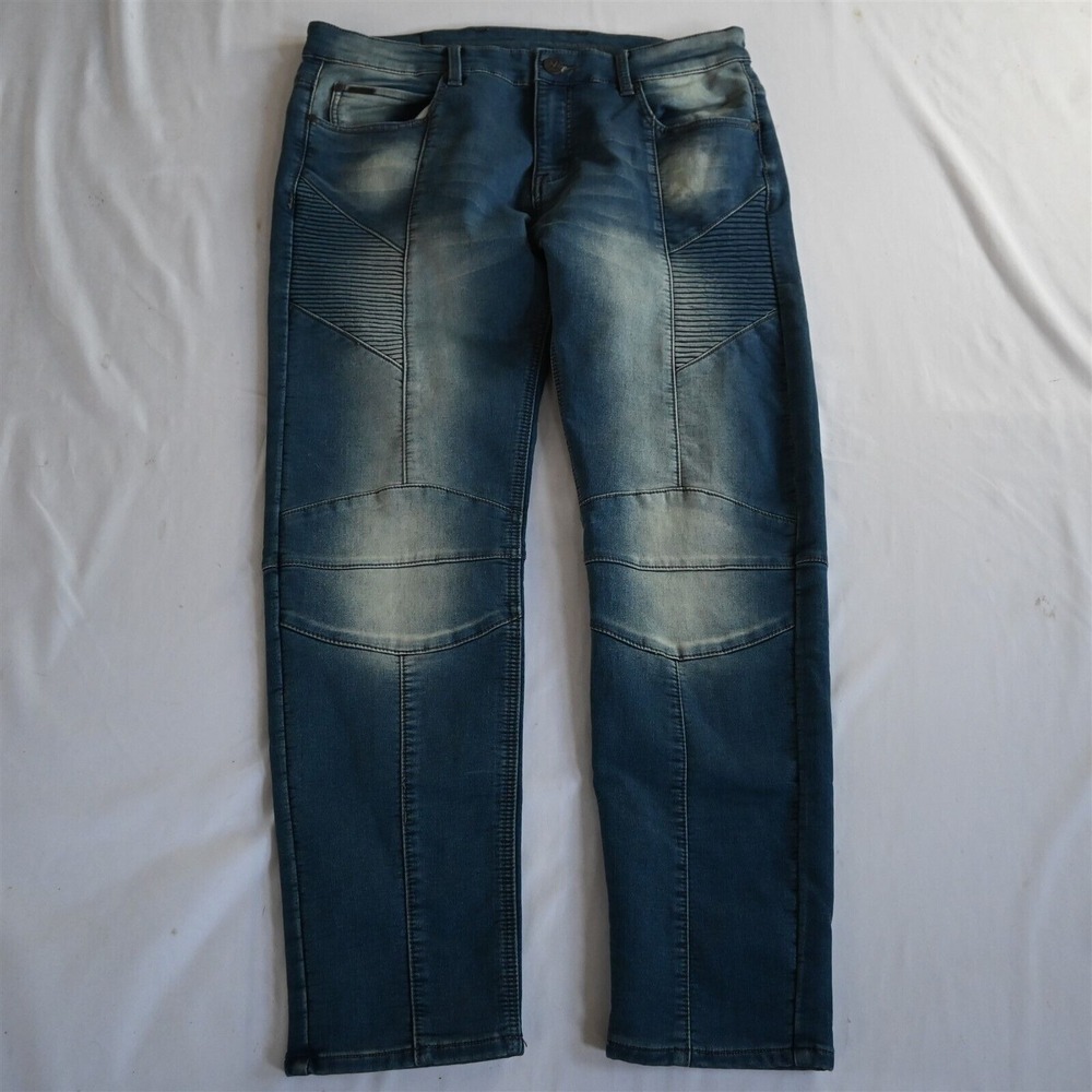 V19-69 Milano‎ Italia 34x30 Slim Tapered Stretch Moto Light Stretch Denim Jeans